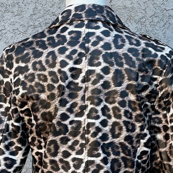 Pleather Jacket Animal Print Moto Leopard Medium - Picture 10 of 13